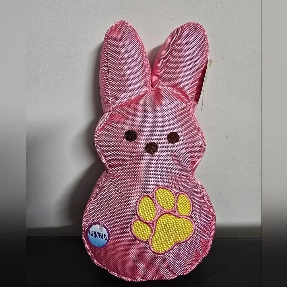 Nwt Easter Pink Peeps Bunny Squeak Dog Toy Plush 10,5"